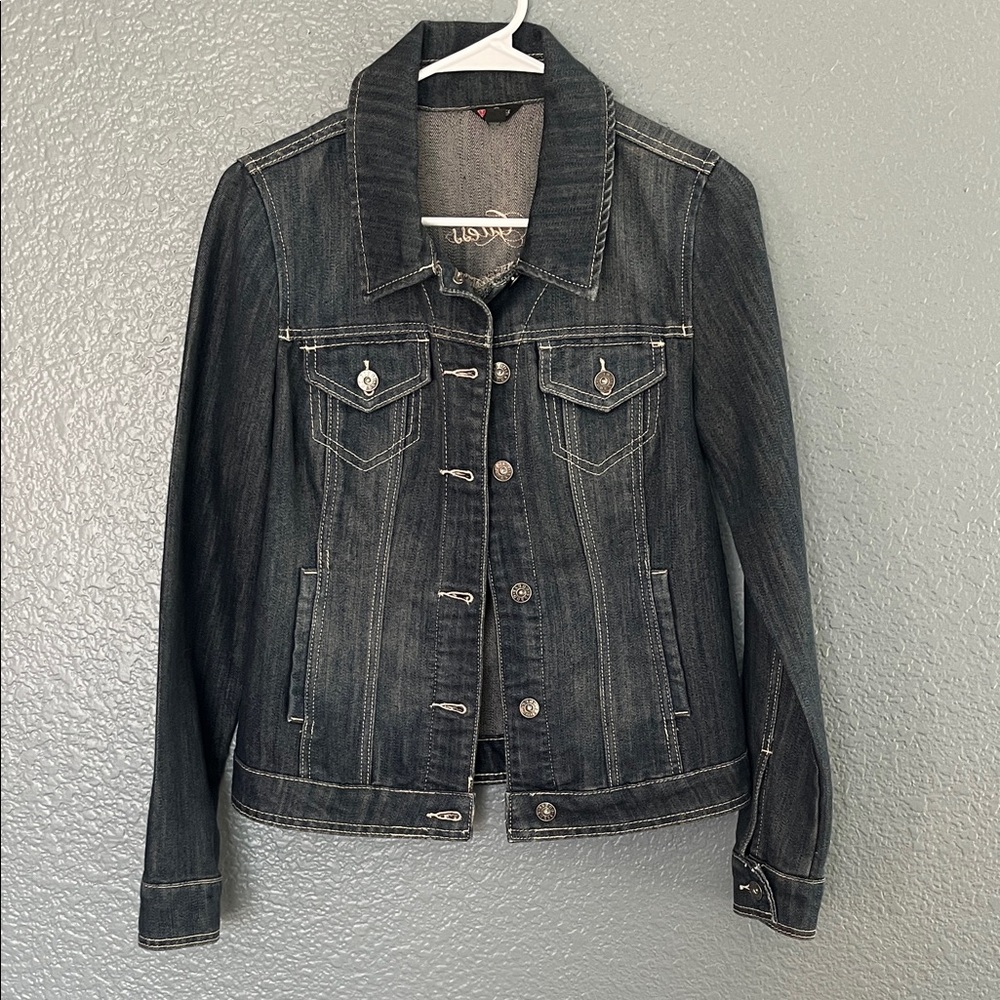 Guess Dark Denim Fitted Jean Jacket